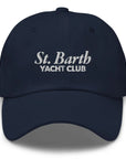 Navy blue cap with 'St. Barth Yacht Club' text on a white background